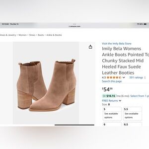 Tan Ankle Boots with Chunky Heel and Suede Finish New without tags